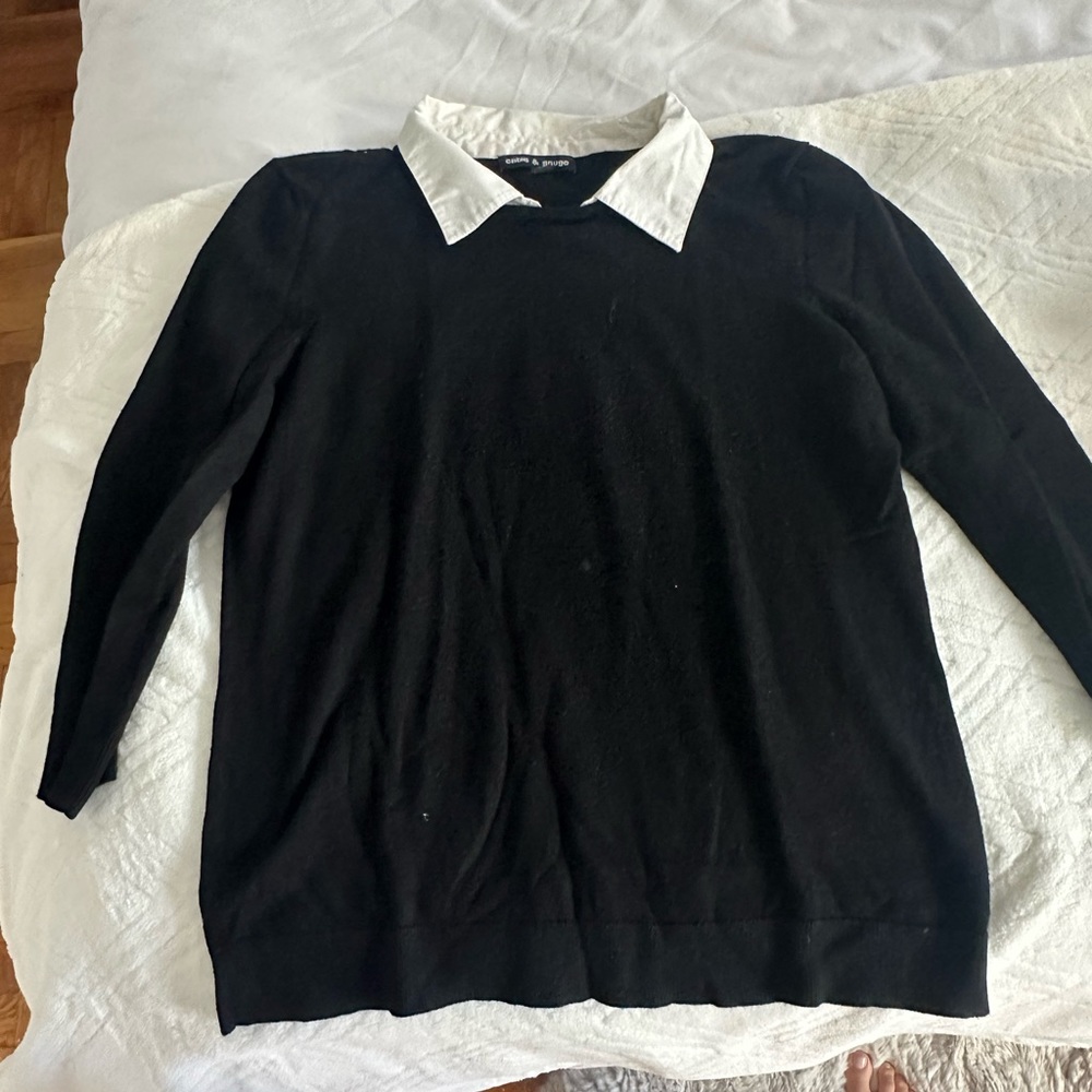 Cable & Gauge Black Collared Sweater